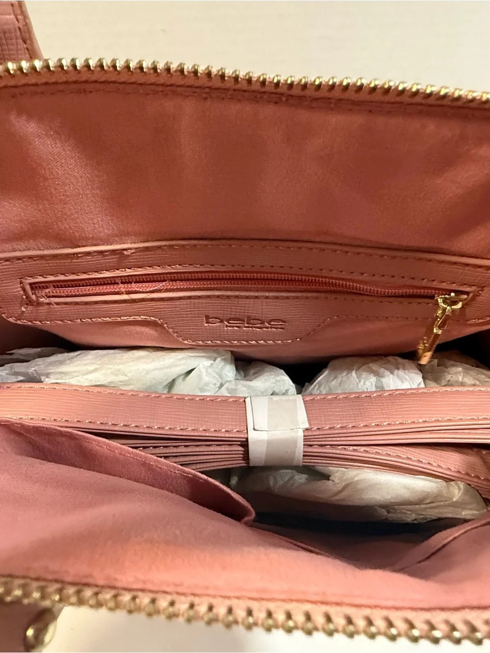 Bebe Dusty Rose Pink Faux Leather Dome Satchel Handbag